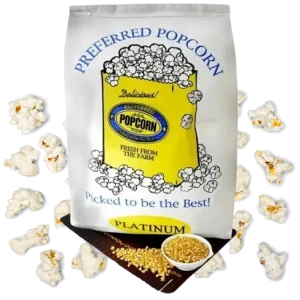 Maíz palomero Preferred Platinium Popcorn 22.70 kg para palomitas gourmet en negocios de cine y snacks.