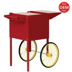 Carrito con ruedas Paragon 3080010 para máquina de palomitas Theatre Pop 4 oz, con frenos y acabado rojo.